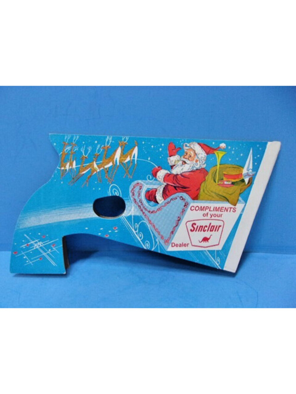 Vintage Sinclair Gas Oil 1950's Paper Snap Gun Christmas Santa Advertising Toy